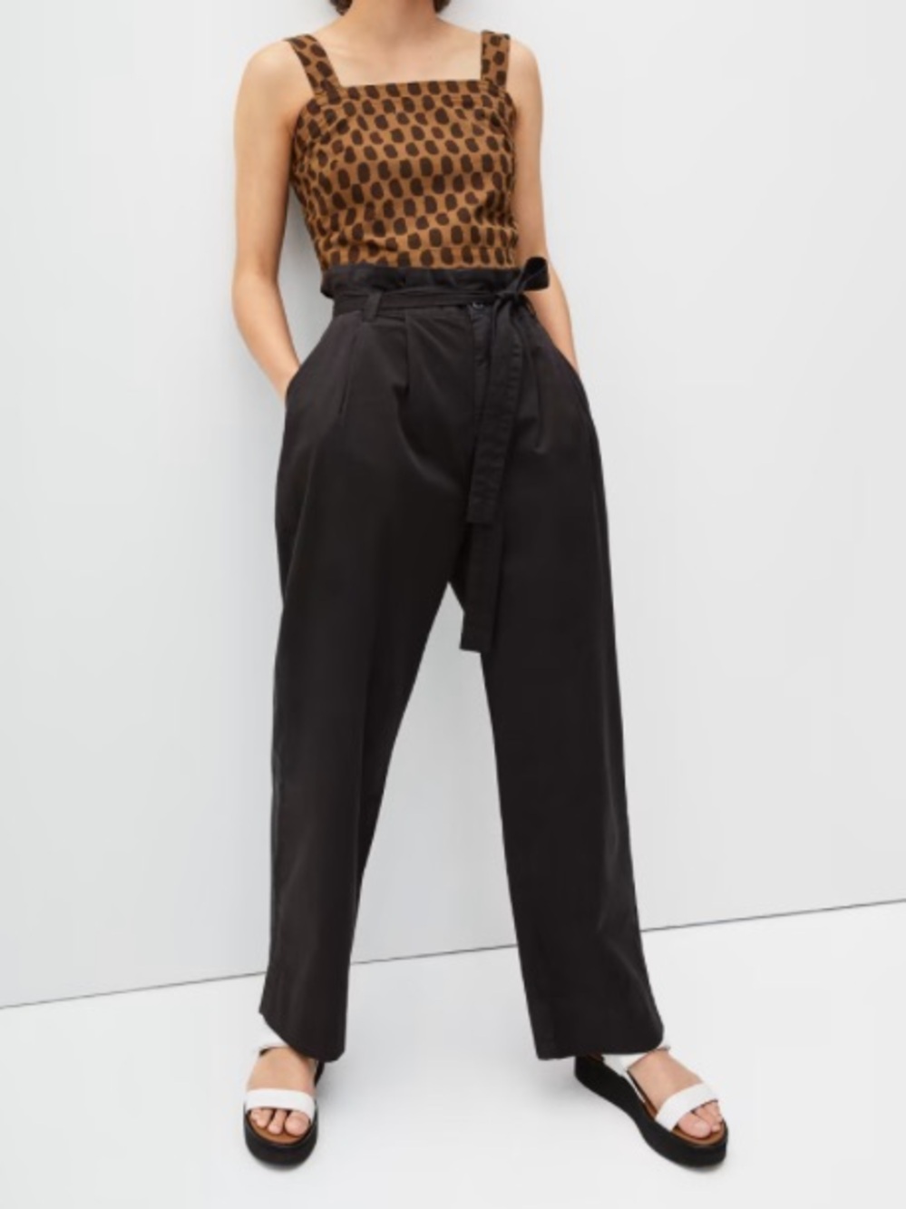 Everlane Black High-Waist Wide Leg Paperbag Pants